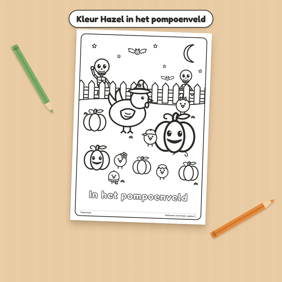 Kleurplaat: Hazel in het pompoenveld