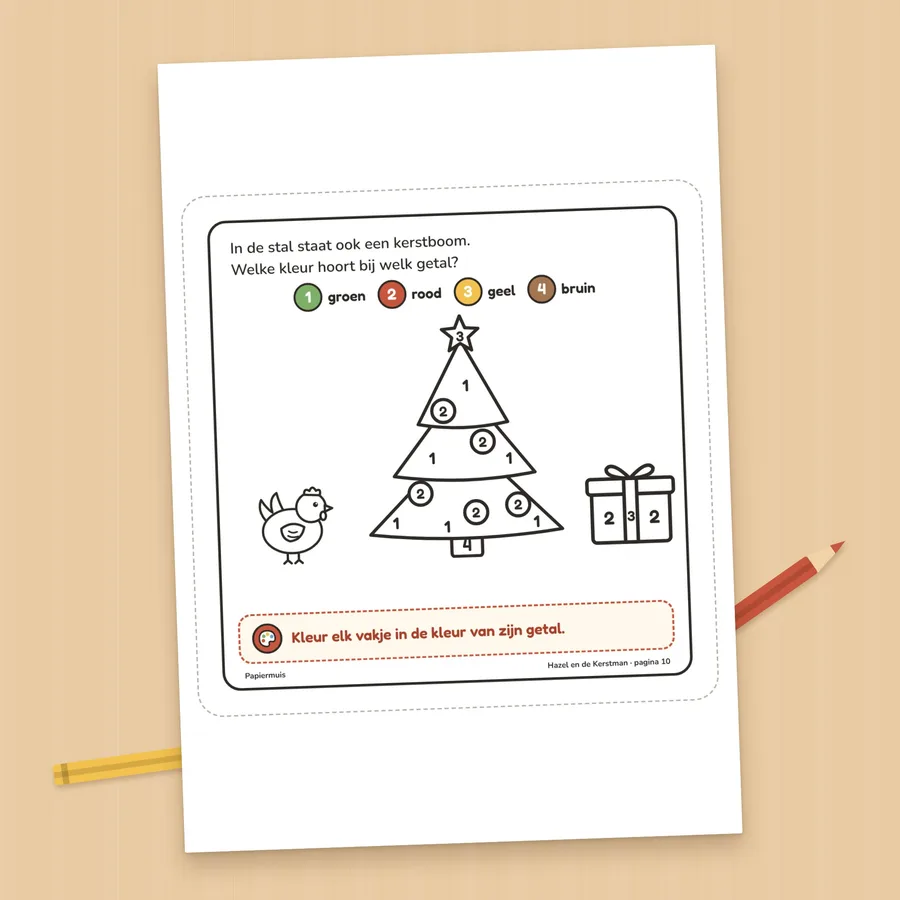 Kleur de kerstboom volgens de code