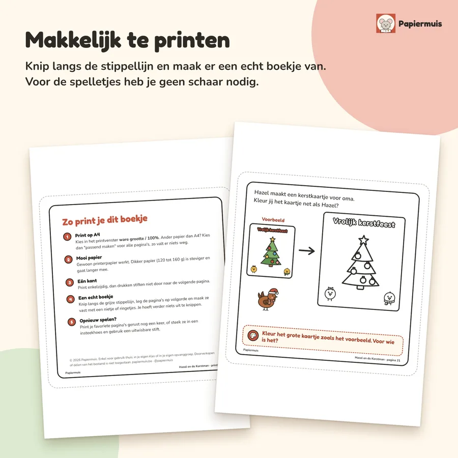 Makkelijk te printen, geen schaar nodig voor de spelletjes