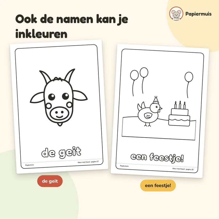 Ook de namen kan je inkleuren