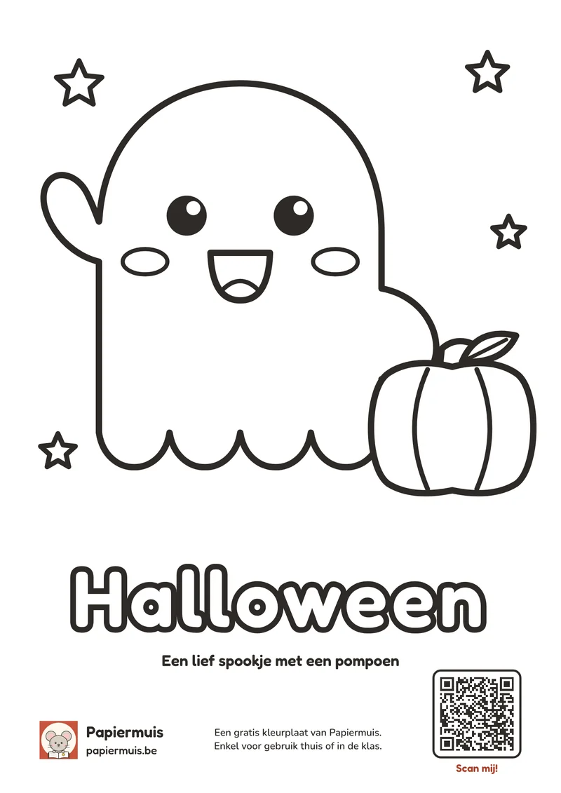 Voorbeeld van de gratis kleurplaat Halloween