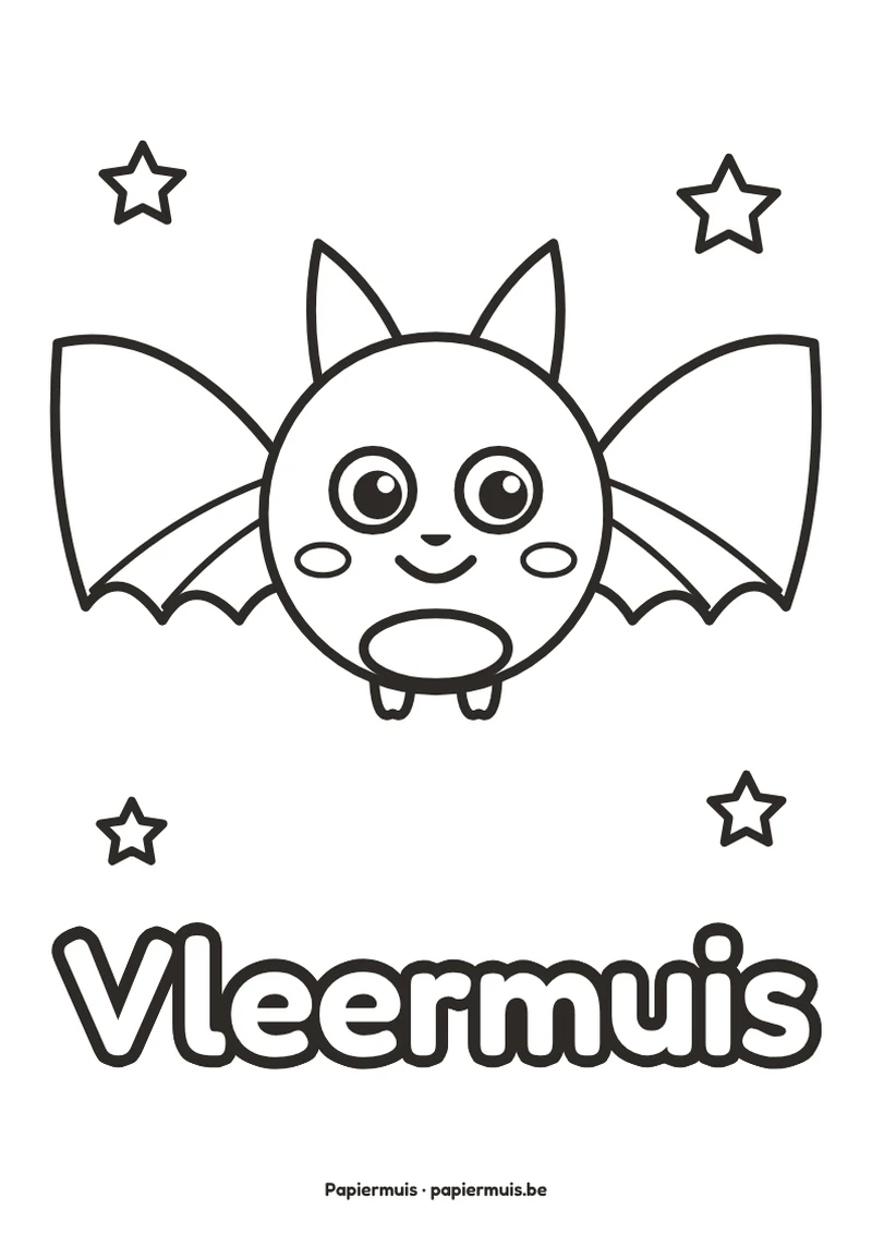 Voorbeeld van de gratis kleurplaat vleermuis voor peuters