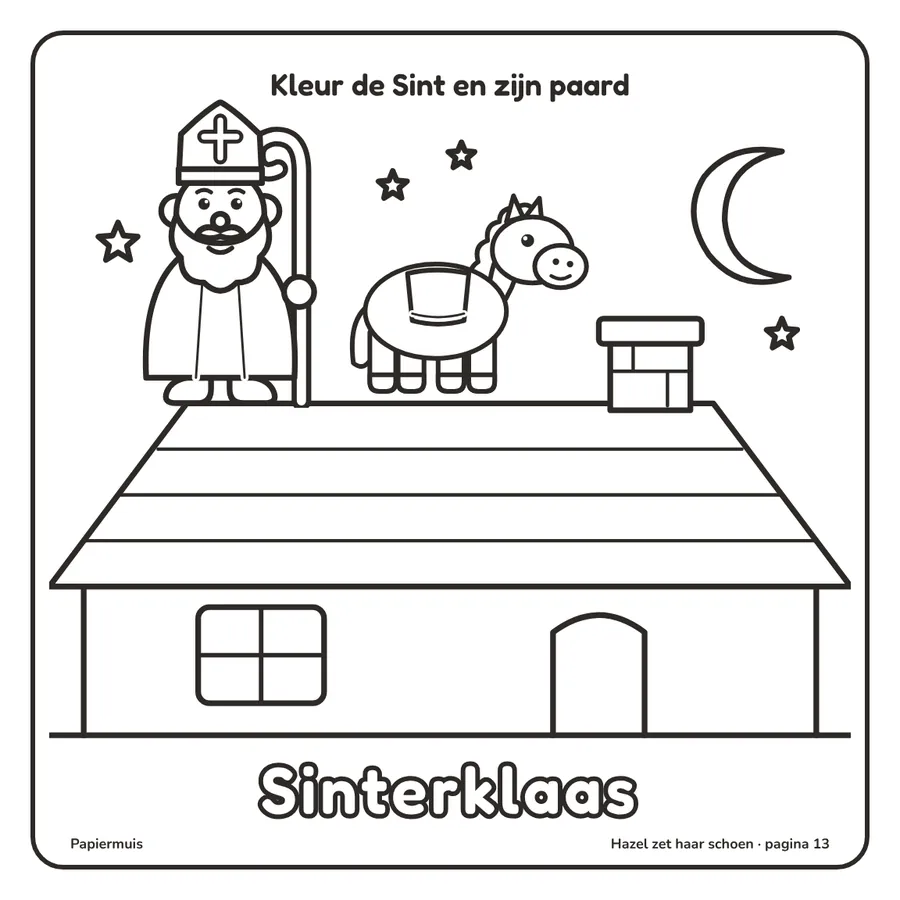 Kleurplaat van de Sint en zijn paard