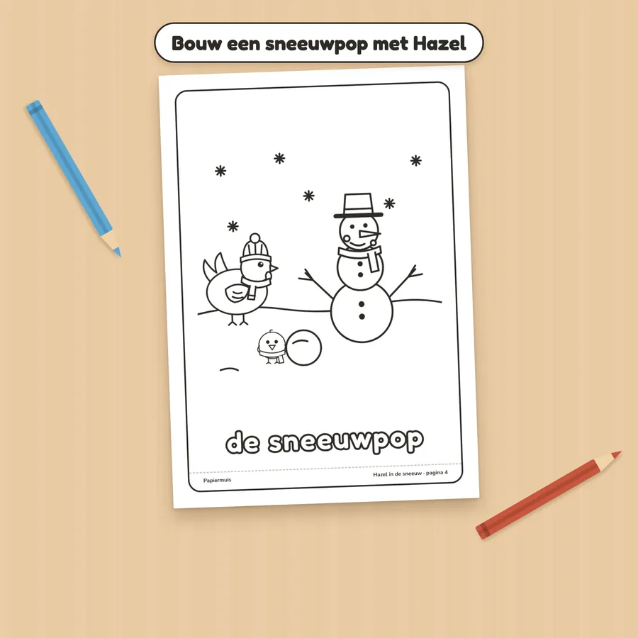Kleurplaat: de sneeuwpop